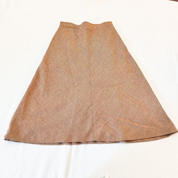 Bagatelle Houndstooth Woven Tweed Wool Skirt Brown/Orange SZ10 - Picture 1 of 6